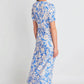 Blossom Dress in Blue Stencil Floral