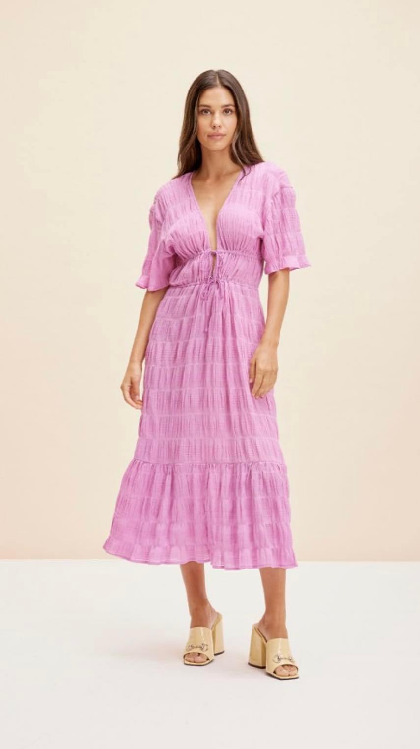 Mirella V Neck Dress in Orchid